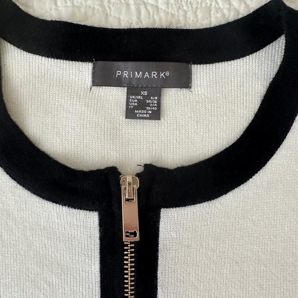 Primark Black White Tipped Full Zip Cardigan XS - Picture 3 of 7